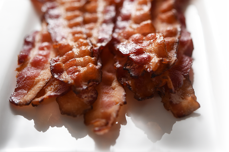 close up of cooked bacon